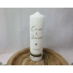 Hochzeitskerze in olivfarben - Grüntöne - Personalisiert