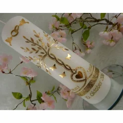 Hochzeitskerze Lebensbaum - Hochzeit - Hochzeitskerze - Hochzeitskerze Baum - Hochzeit Dekoration - Hochzeit Geschenk - gold - mit Name Datum 250/70 mm Original Design HKR100