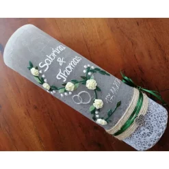 Hochzeitskerze Rustikal Rustica, Vintage-Look, Shabby, Hochzeitkerze, Brautkerze, inkl Wachsbeschriftung