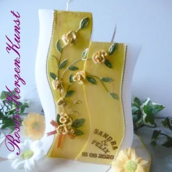 HOCHZEITSKERZE *YELLOW ROSES* Wachsrosen * Doppelwelle * 2-Docht-Kerze * Hochzeit * Hochzeitsgeschenk * Hochzeitsdeko *