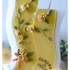 HOCHZEITSKERZE *YELLOW ROSES* Wachsrosen * Doppelwelle * 2-Docht-Kerze * Hochzeit * Hochzeitsgeschenk * Hochzeitsdeko *