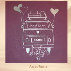 Hochzeitskissen, Wedding - Camper, Wohnwagen personalisiert mit Namen / Hochzeitsdatum (1- oder 2-teilig)