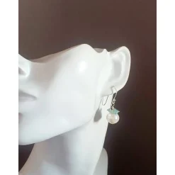 Hochzeitsohrringe Silber mit  weißer Perle und türkisem Apatit