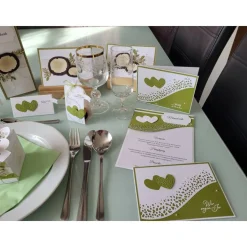 Hochzeits-Papeterie, Einladung, Dankes-Karten, Gastgeschenk, Tischkarten, Menükarten, Stampin up