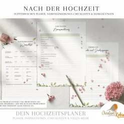 HOCHZEITSPLANER zum Ausdrucken |  Hochzeitsplanung DIY oder Planer für die Trauzeugin | DIN A4 | 170 Seiten