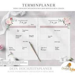 HOCHZEITSPLANER zum Ausdrucken |  Hochzeitsplanung DIY oder Planer für die Trauzeugin | DIN A4 | 170 Seiten