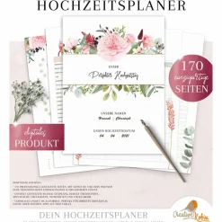 HOCHZEITSPLANER zum Ausdrucken |  Hochzeitsplanung DIY oder Planer für die Trauzeugin | DIN A4 | 170 Seiten