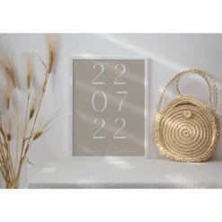 Hochzeitsposter Datum & Name beige - Paarposter Geschenk Hochzeit - Jahrestag Geschenk Hochzeitsgeschenk personalisiert