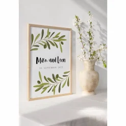 Hochzeitsposter Olivenzweige Geschenk Hochzeit Poster Hochzeit - Hochzeitsgeschenk personalisiert - Hochzeitstag Geschen