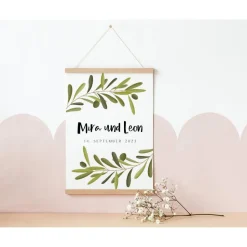 Hochzeitsposter Olivenzweige Geschenk Hochzeit Poster Hochzeit - Hochzeitsgeschenk personalisiert - Hochzeitstag Geschen