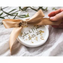 Hochzeits-Ringschale mit edlem Blattgold-Finish | Personalisierte Ringschale 