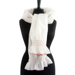 HOCHZEITSSCHAL mit HANDSMOCK + PERLEN Chiffontuch Brauttuch, weiße Stola