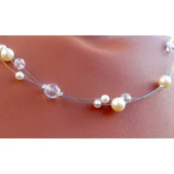 Hochzeitsschmuck Perlen, Brautschmuckset 3-teilig, echte Perlen und böhmische Kristalle