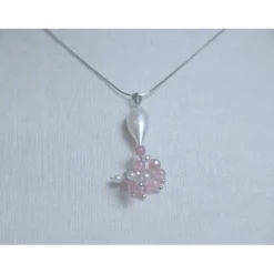 Hochzeitsschmuckset aus echten Süßwasser-Perlen & 750 Weißgold – Ohrringe & Anhänger mit Rosenquarz