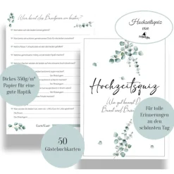 Hochzeitsspiel & Gästebuch-Karten für 50 Gäste I Wer kennt das Brautpaar am besten? I CreativeRobin