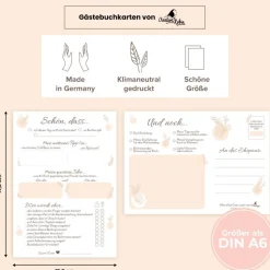 Hochzeitsspiel & Gästebuch-Karten für 50 Gäste im schönem Pampasgras Design | CreativeRobin