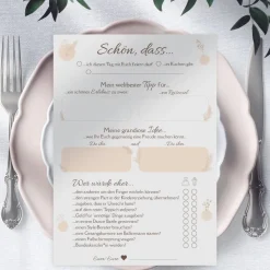 Hochzeitsspiel & Gästebuch-Karten für 50 Gäste im schönem Pampasgras Design | CreativeRobin