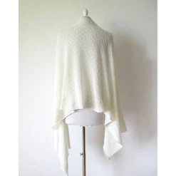 Hochzeitsstola ivory aus Wolle Seide und Kaschmir mit transparenten Pailletten, Brautschal aus reiner Naturfaser