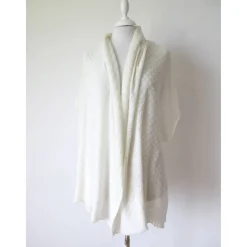 Hochzeitsstola ivory aus Wolle Seide und Kaschmir mit transparenten Pailletten, Brautschal aus reiner Naturfaser