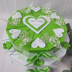 Hochzeitstorte Geldgeschenk 2stöck. WEISS-MAIGRÜN