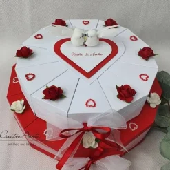 Hochzeitstorte Geldgeschenk 2-stöckig ROT-WEISS