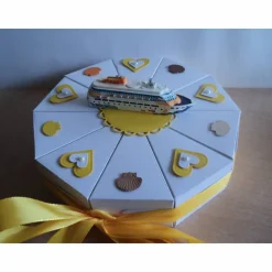 Hochzeitstorte Geldgeschenk zur Hochzeit Hochzeitsreise Kreuzfahrt Schachteltorte Papiertorte give Away Torte