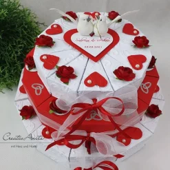 Hochzeitstorte Geldgeschenk 3-stöckig ROT-WEISS