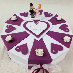 Hochzeitstorte Torte Geldgeschenk VIOLETT-WEISS