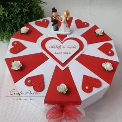 Hochzeitstorte Torte ROT-WEISS Geldgeschenk
