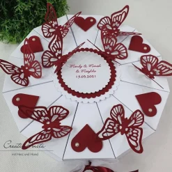 Hochzeitstorte Torte SCHMETTERLINGE WEISS-BORDEAUX