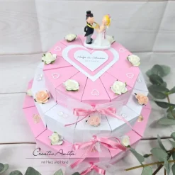 Hochzeitstorte Torte 3stö. Geldgeschenk ROSA-WEISS