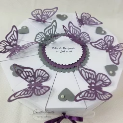Hochzeitstorte Torte WEISS-VIOLETT-GRAU Butterfly - Geldgeschenkverpackung