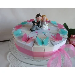 Hochzeitstorte/Schachteltorte/Geldgeschenktorte mit 23cm Ø, in weiß/perlweiß