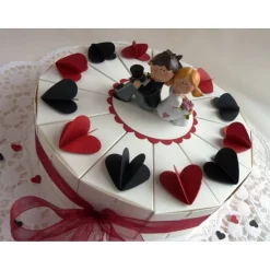 Hochzeitstorte/Schachteltorte/Geldgeschenk mit 23cm Ø, in weiß/rot/schwarz