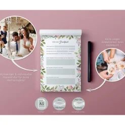 Hochzeitswünsche für das Brautpaar I Hochzeitsspiel für 50 Gäste I im handlichen A5 Notizblock Format I CreativeRobin