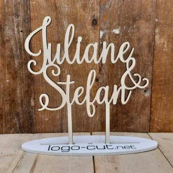 Holz Cake Topper Hochzeit | personalisiert | Tortendeko | Tortenstecker | V14