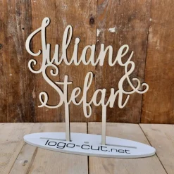 Holz Cake Topper Hochzeit | personalisiert | Tortendeko | Tortenstecker | V14