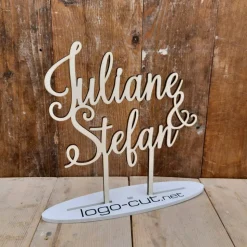 Holz Cake Topper Hochzeit | personalisiert | Tortendeko | Tortenstecker | V14