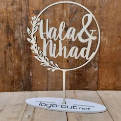 Holz Cake Topper Hochzeit personalisiert V17
