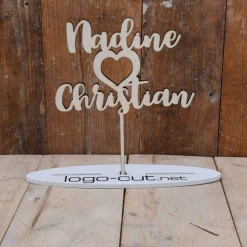 Holz Cake Topper Hochzeit personalisiert V12
