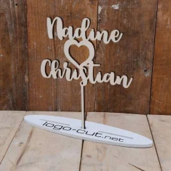 Holz Cake Topper Hochzeit personalisiert V12
