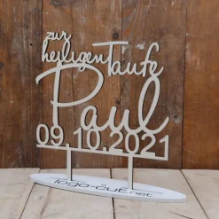 Holz Cake Topper Taufe V3