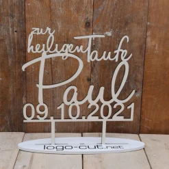 Holz Cake Topper Taufe V3