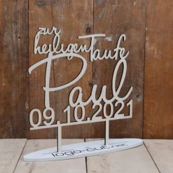 Holz Cake Topper Taufe V3