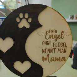 Holz Deko Aufsteller 27cm rund aus Holz mit Spruch in 3D