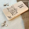 Holz Frühstücksbrettchen personalisiert - Holzbrett mit Gravur Fuchs auf Schaukel - Taufe Geschenk für