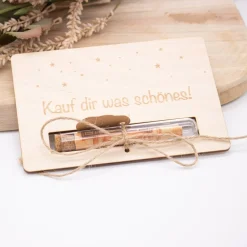 Holz Geschenkkarte -  Geldgeschenk Controller - Kauf dir was schönes