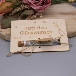 Holz Geschenkkarte -  Geldgeschenk Happy Birthday oder Herzlichen Glückwunsch