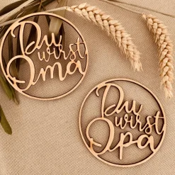 Holz-Anhänger „Du wirst Oma/Opa“, Schwangerschaft verkünden