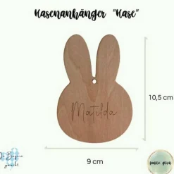 Holzanhänger Ostern aus Holz in Osterhasenform personalisiert mit Name als kleines Geschenk, Hasenanhänger